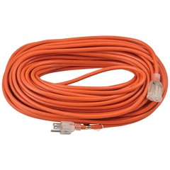 100 Ft. Outdoor Extension Cord w/ Lighted Plug 16/3 Ga 10A Orange