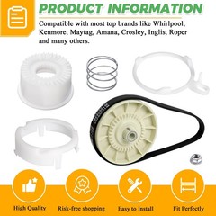 W10721967 Washer Pulley Clutch Kit & W10006384 Drive Belt by Techecook -…