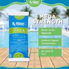 Rx Clear Mega Shock | 73% Calcium Hypochlorite | 1 lb per bag | 24-Bag Pack