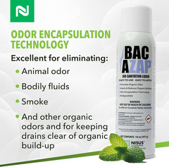 Bac-Azap Bio Sanitation Liquid Spray Organic Odor Cleaner 14 oz by Nisus Corp