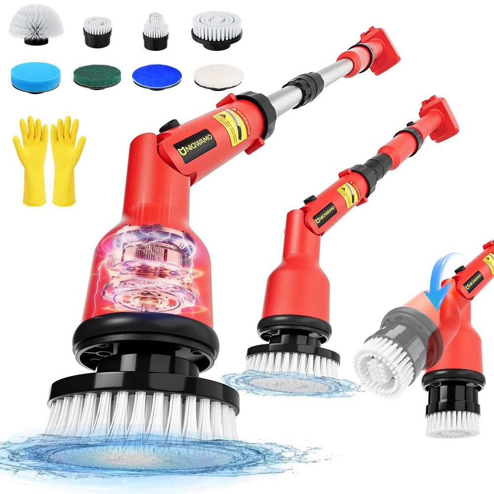 Uniqwamo Electric Spin Scrubber Compatible for Milwaukee 18V Red