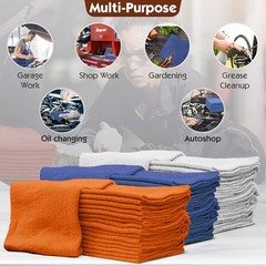 Auto Mechanic Shop Towels 100 Pack Bulk Rags 100% Cotton Commercial Grade Shop R