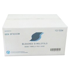 GEN SF5000W 9″ x 9.45″ Single-Fold Paper Towels – White (334/PK, 12 PK/CT) New