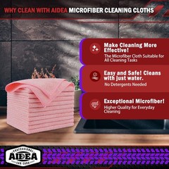 AIDEA Microfiber Cleaning Cloth Pink 20PK, Towels for