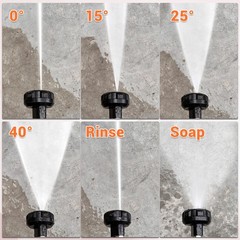 FIXFANS Pressure Washer Nozzle, 6 in 1 Quick Change Over Black, Silver, White