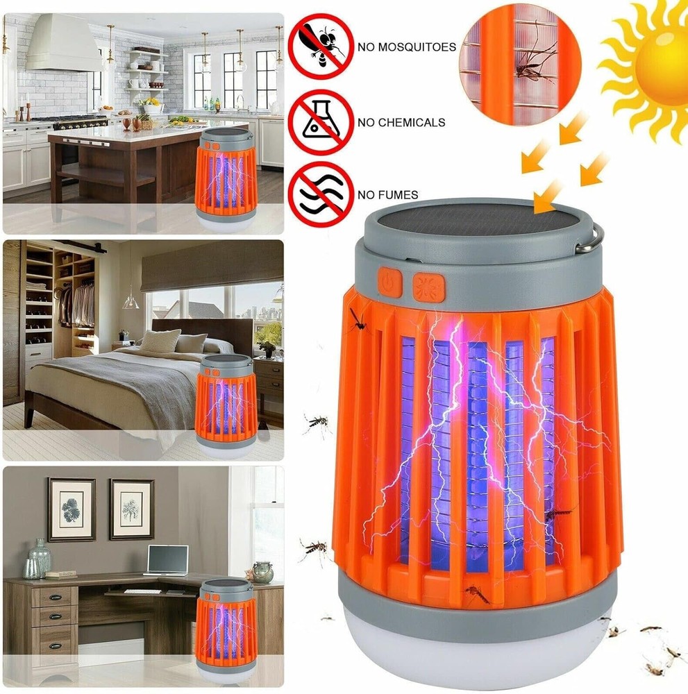 2PCS Solar USB Mosquito Trap – Electronic Bug Zapper, Yard/Garden Killer Lamp