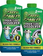 Green Gobbler Drain Clog Dissolver | Powerful Liquid Opener & 2 Pack