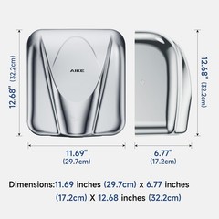 AIKE Elephant Power Commercial Hand Dryer High Speed Auto Warm Wind, Polished…