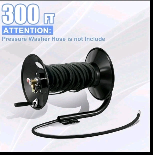 Pressure Washer Hose Reel 300 ft. 3/8 in Hand Crank 4000 PSI