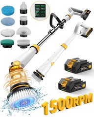 Qimedo Electric Spin Scrubber with Two 50-Inch Handle, White