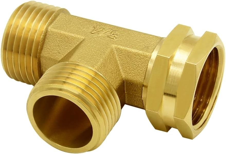 Hooshing Brass Garden Hose Tee Fitting 3/4″ GHT Female x Male x x