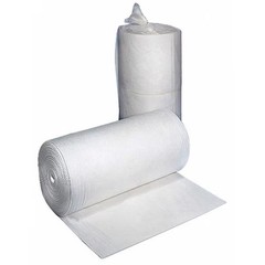 Brady Sorbent Roll, 38 gal, 30 in x 150 ft, Oil, White, Polypropylene BRO150