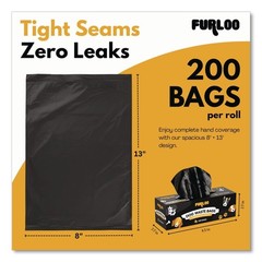 Furloo FLO210 8″ x 13″ Dog Waste Station Refill Bags – Black (2000/CT) New