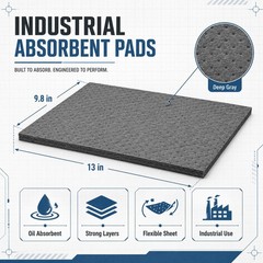 Hoolerry 100 Pcs Oil Absorbent Pads Bulk Heavy Weight Dimpled Garage Absorbing P