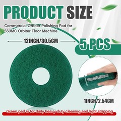 12″ Cleaning Orbiter Pads – 5 Pcs Commercial Floor Buffer for Hardwood Maintenan