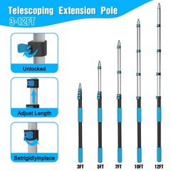 Veebuyla 16Ft Reach Window Squeegee Kit Extension Pole 2-In-1 Professional