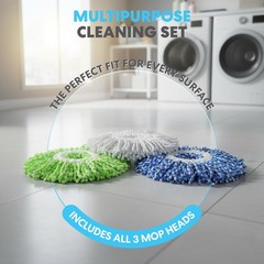 SIMPLI-MAGIC 79349 Spin Mop Cleaning System with 3 Microfiber Kit, Red/Black