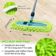 4PCS 14”~16” Microfiber Dust Mop Pads Compatible with Leifheit 55210,Reusable