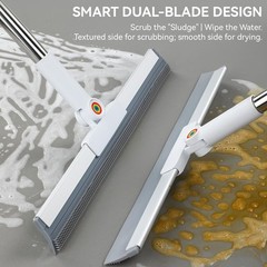 Muee Squeegee Broom For Floor 62 Long Handle Rubber Broom For Pet Hair Removal