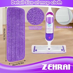 6 Pack Reusable Microfiber Mop Pads for Swiffer 10-12 inches, Purple 6