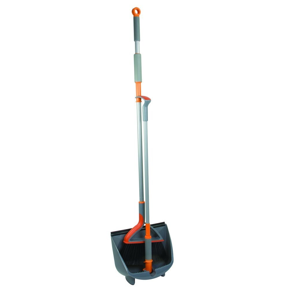 Casabella Quick N Easy Upright Broom And Dustpan Set Multi-Surface For Tile