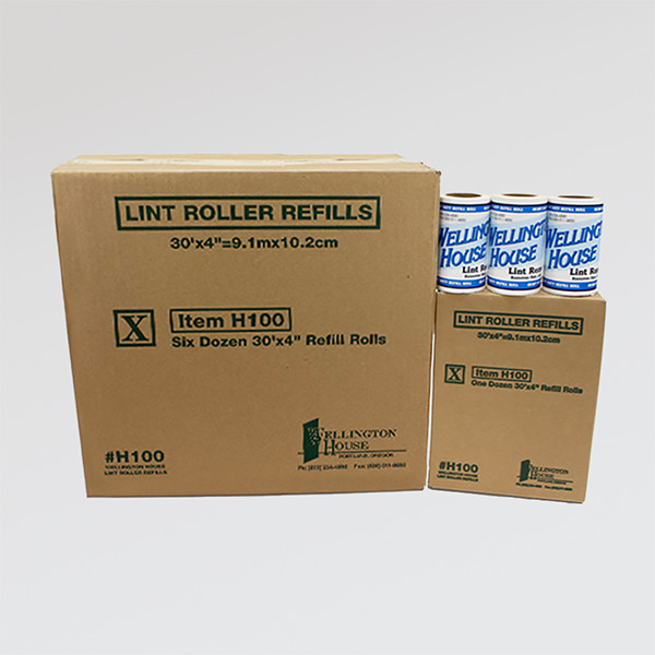 Case of 72 x Wellington House H100 Heavy Duty Lint Roller Refills 30’x4″ USA