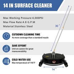 JANZ Pressure Washer Surface Cleaner with 4 14 Inch Black, silvery white
