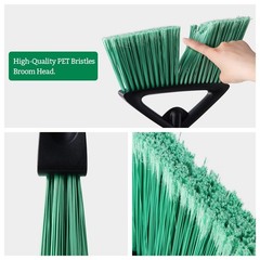 Eyliden Broom, Angle Broom with 57″ Long Handle, PET Bristles – Fit Green