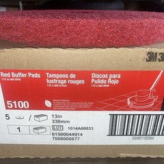 3M Red Floor Pads, 13″, 5100 Series, Case of 5