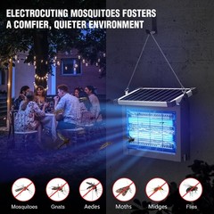 Zechuan Solar Bug Zapper Outdoor 4500V Mosquito Zapper Waterproof Panel Sensor