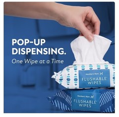 🧻 Member’s Mark Flushable Wipes Fresh Scent 540 Count Soft & Gentle Pack 🧻