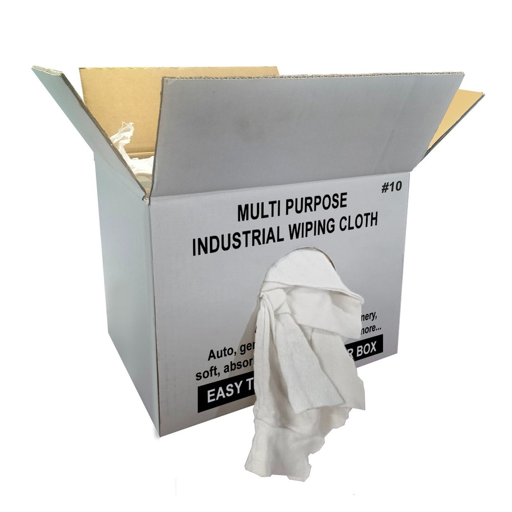 White Fleece 100% Cotton Cleaning Rags – 10 lbs. box – Multipurpose Cleaning