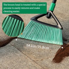 Eyliden Broom, Angle Broom with 57″ Long Handle, PET Bristles – Fit Green