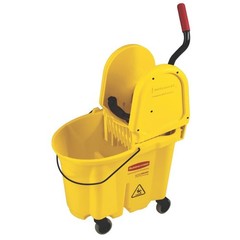 Rubbermaid WaveBrake 35 Qt Yellow Mop Bucket with Down Press Wringer