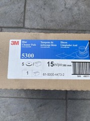 3M Blue Cleaner Pad 5300, 15″ Floor Care Pad (Case of 5), NEW, 08408