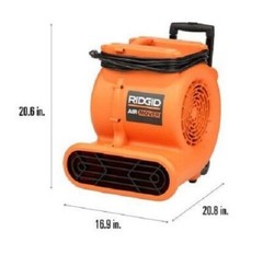 RIDGID 3-Speed Blower Fan Air Mover with Collapsible Handle and Rear Wheels