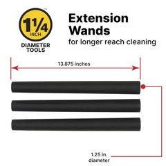 Shop-Vac 9061400 1.25 Inch Diameter Extension Wands, 3-Piece Set, 1.25-Inch