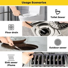 Pressure Washer Drain Jetter – Sewer Kit for 100FT X1/4in, Black