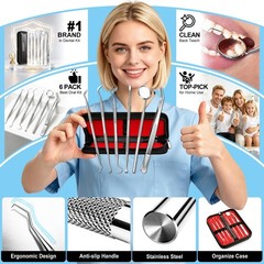 G.CATACC Dental Tools, 7 Piece Set, 6 Pack Tools With Black Case