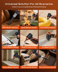 Portable Cordless Car Vacuum, 4-in-1 Handheld Vacuum with Orange