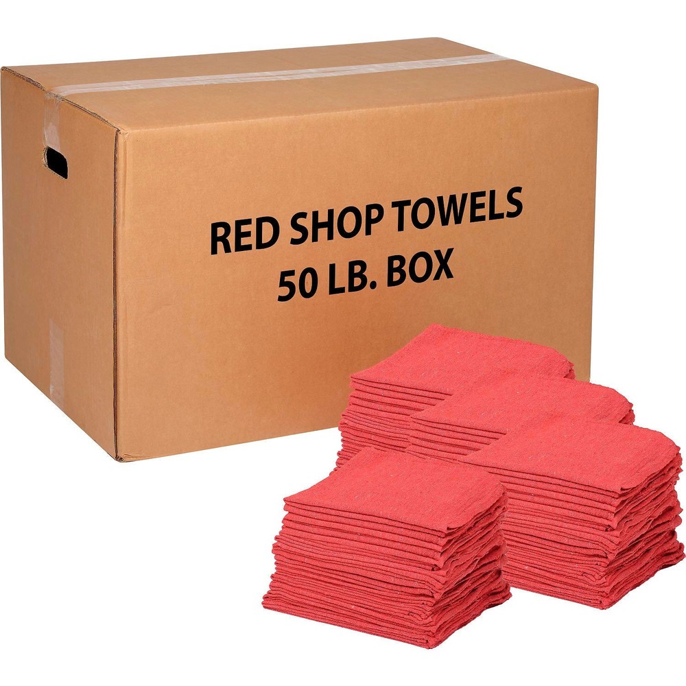 50 Lb. Box 100% Cotton Shop Towels Red