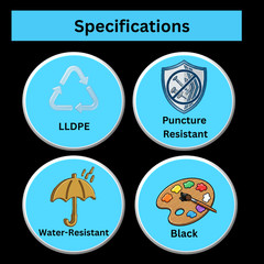 LLDPE High Density Black Star Sealed Can Liner,1.5 Mil, 56 Glns, 43×47, 100 Qty