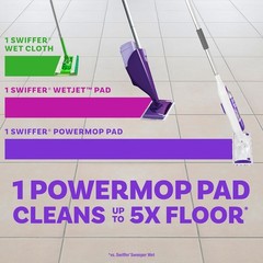 Swiffer PowerMop Multi-Surface Mop Kit for Floor Cleaning, Purple and White