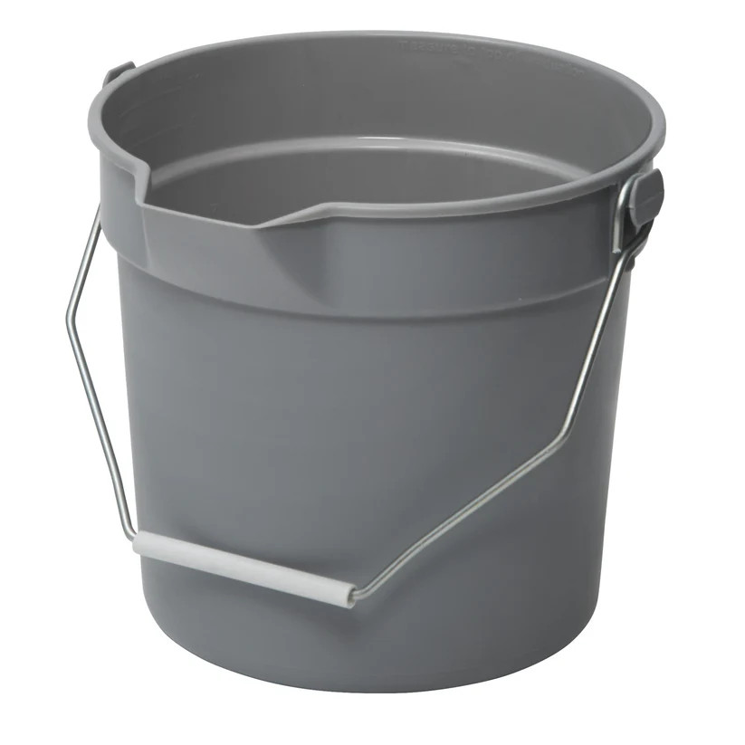 Cleaning Utility Pail Pour Spout Molded Graduations Polyethylene Gray 14 Quart