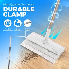 CleanMattix – FlexiClamp Sweep & Mop Kit – Compatible with Swiffer White