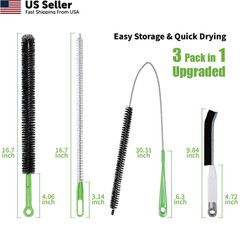 4pcs Flexible Cleaning Brush Set for Dryer Vents, Fridge Coils, HVAC Black