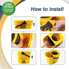 Commercial Mop Bucket with Wringer Collapsible Plastic Yellow