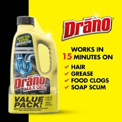 Drano Max Gel Drain Clog Remover and Cleaner for Shower or 42 oz (Pack of 2)