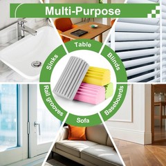 Jeymei 4-Pack Damp Clean Duster Sponge,Damp Dusting 4, Gray/Pink/Green/Yellow