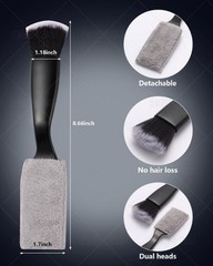 3PCS Car Interior Detailing Kit – 2 Curved Soft Bristle Brushes & 1 Dual-Head Du